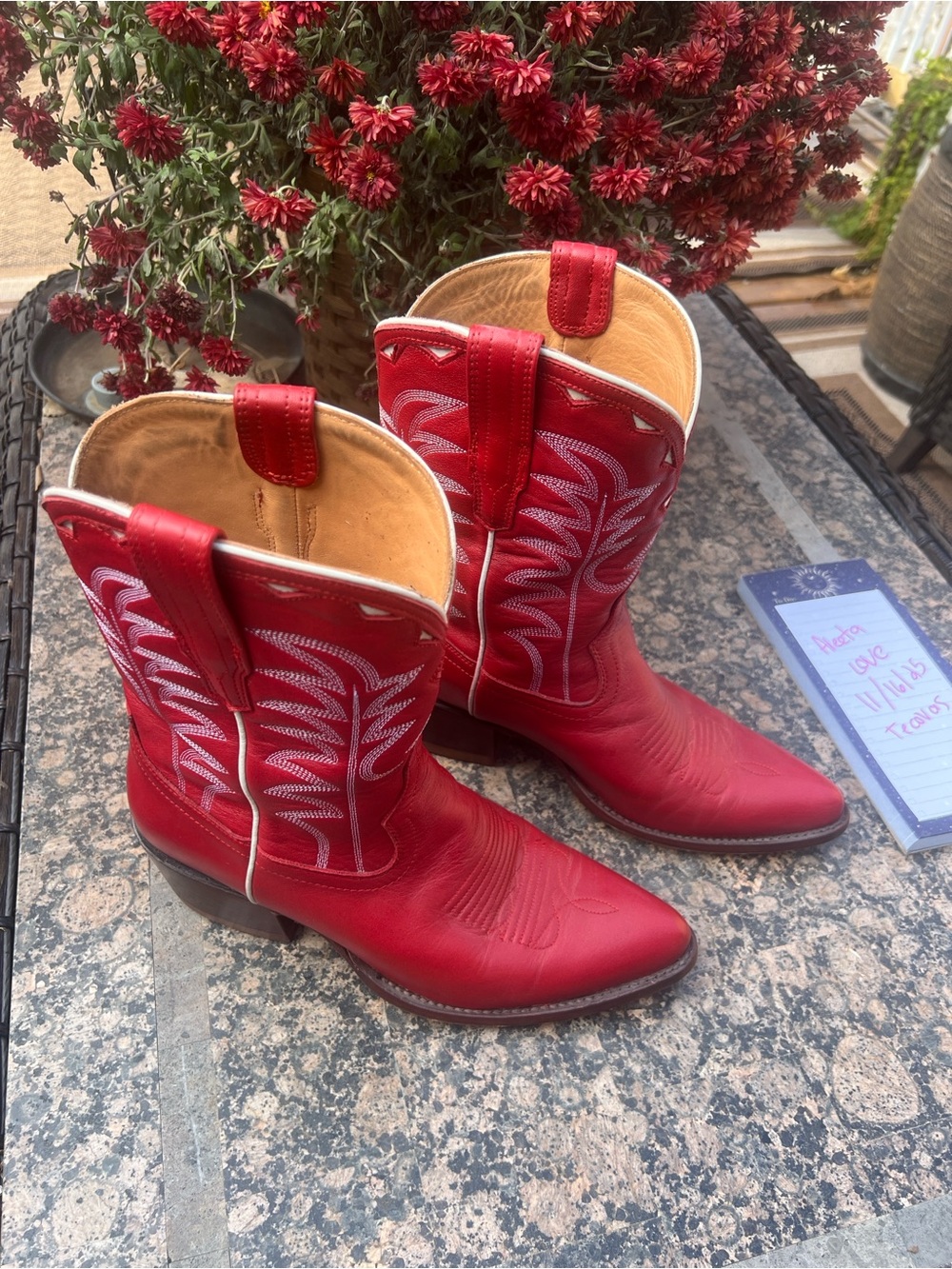 Tecovas Red Leather Western Heeled Boots